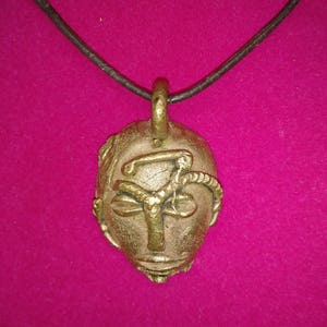 Tribal Bronz Face Mask Necklace