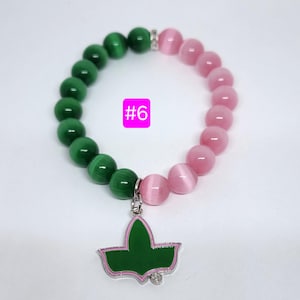 Pink and green cat's eye bracelet