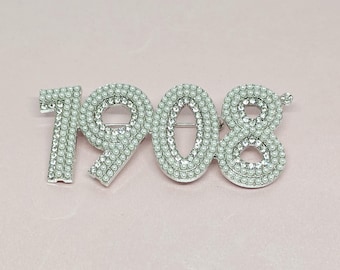 1908 épinglette perle strass