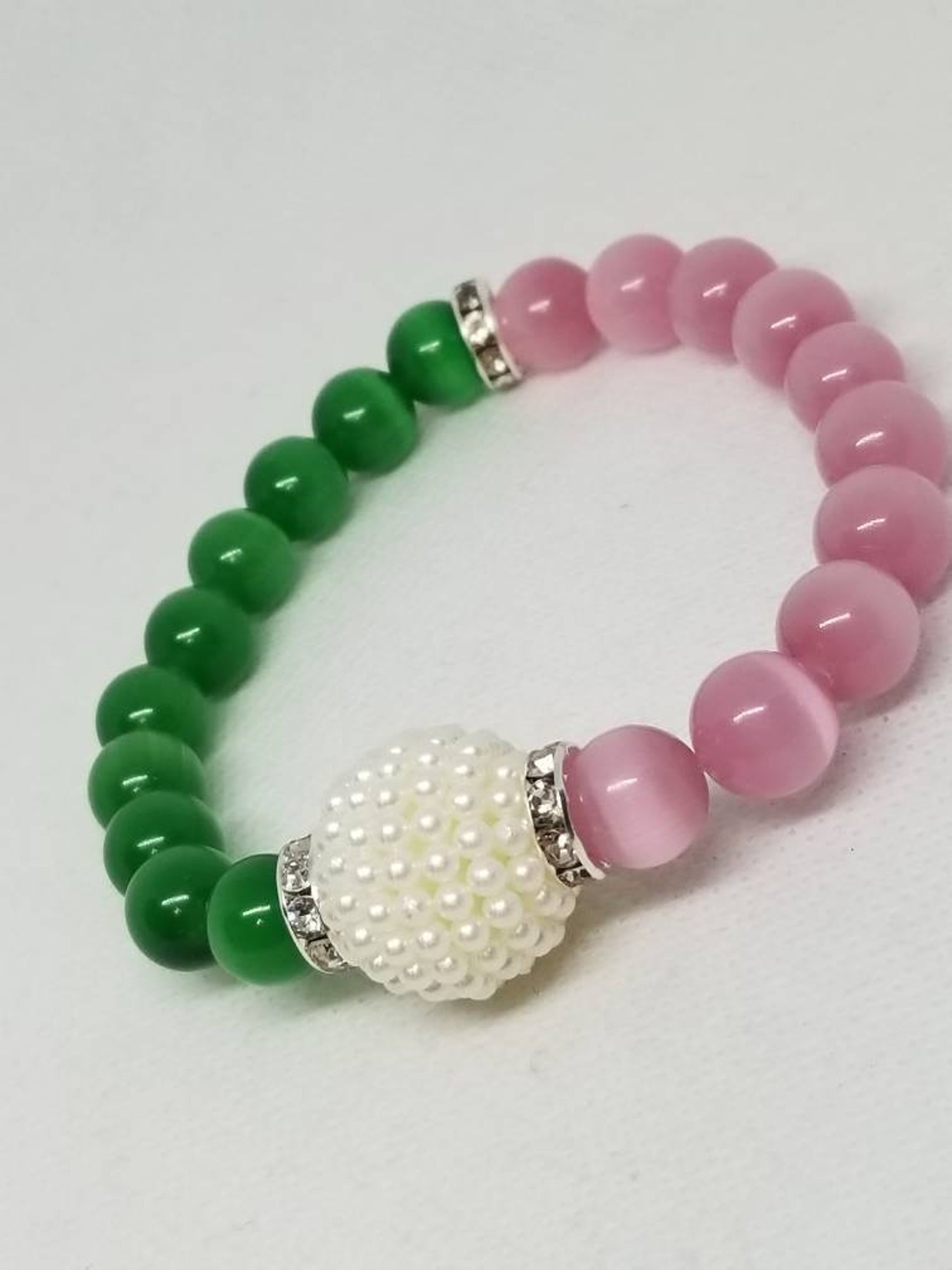 Pink and Green Bracelet Etsy