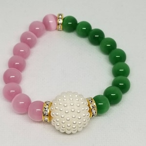 Pink and green bracelet