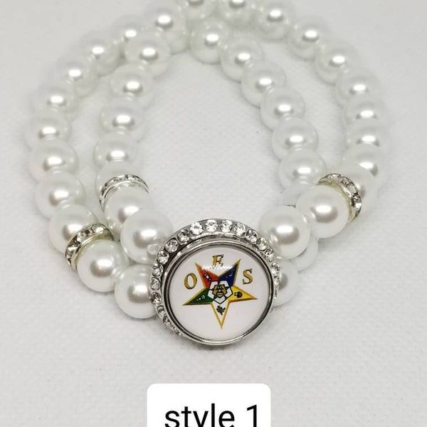 Order of Eastern Star OES pearl charm bracelet