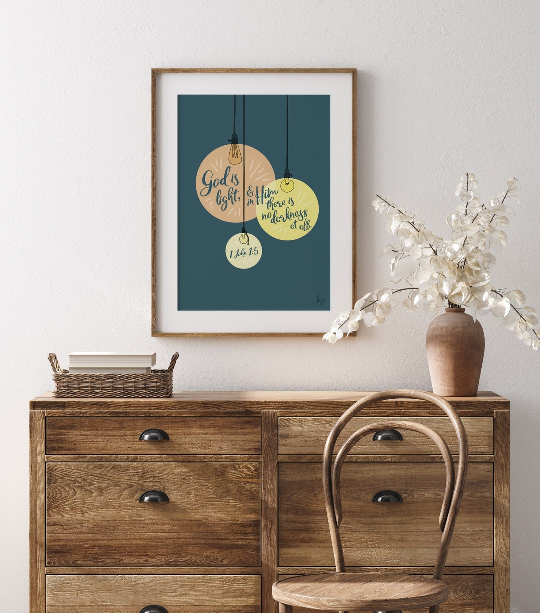 Scripture Art Print God is Light 1 John 1:5 | Instant Download DIY Gift ...