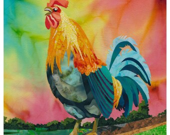 Country Morning Rooster Fine Art Print by Kestrel Michaud