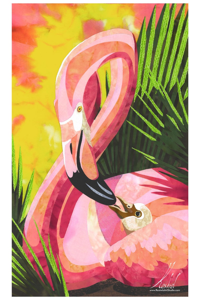 Flamingo Family Fine Art Print by Kestrel Michaud image 1