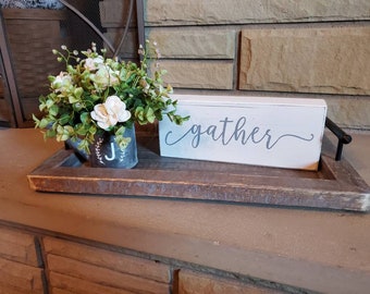 Farmhouse Decor / Galvanized Watering Can / Greenery Centerpiece / Rustic Decor / Initial on galvanized watering can with greenery and roses