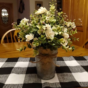 Farmhouse Centerpiece / Farmhouse Decor / Rustic Bucket with Eucalyptus / Farmhouse Table Arrangement /  Galvanized Greenery Centerpiece