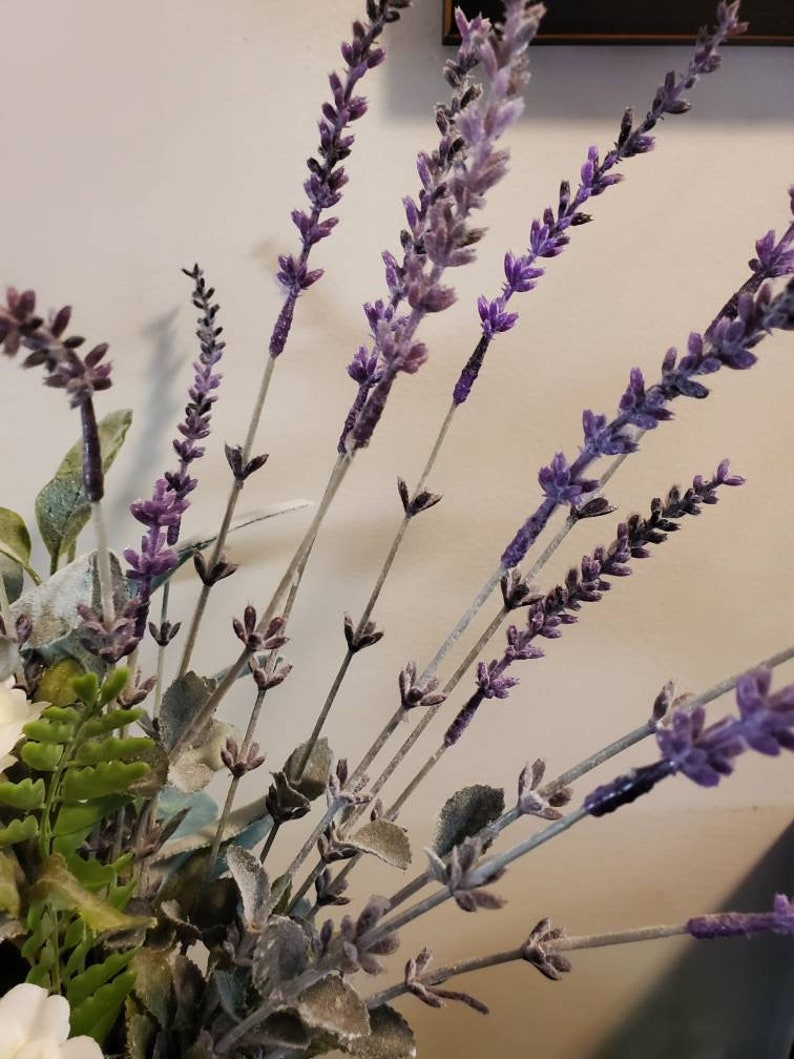 Farmhouse Centerpiece / Lambs Ears and Lavender in Vintage Etsy