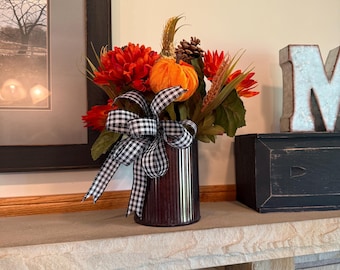 Fall Pumpkin Centerpiece / Fall Table Decor / Galvanized Centerpiece for Fall / Farmhouse Decor for fall  / Fall Florals / Thanksgiving