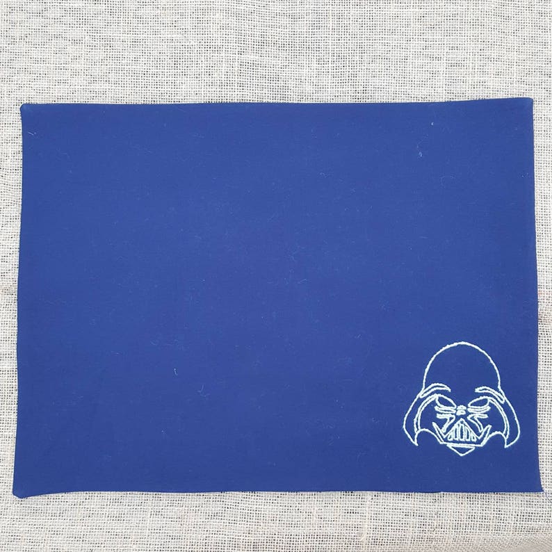 hand embroidered Disney R2D2 Darth Vader Blue reversible 2 cotton fabric Star Wars Placemats C3PO Classic Starwars