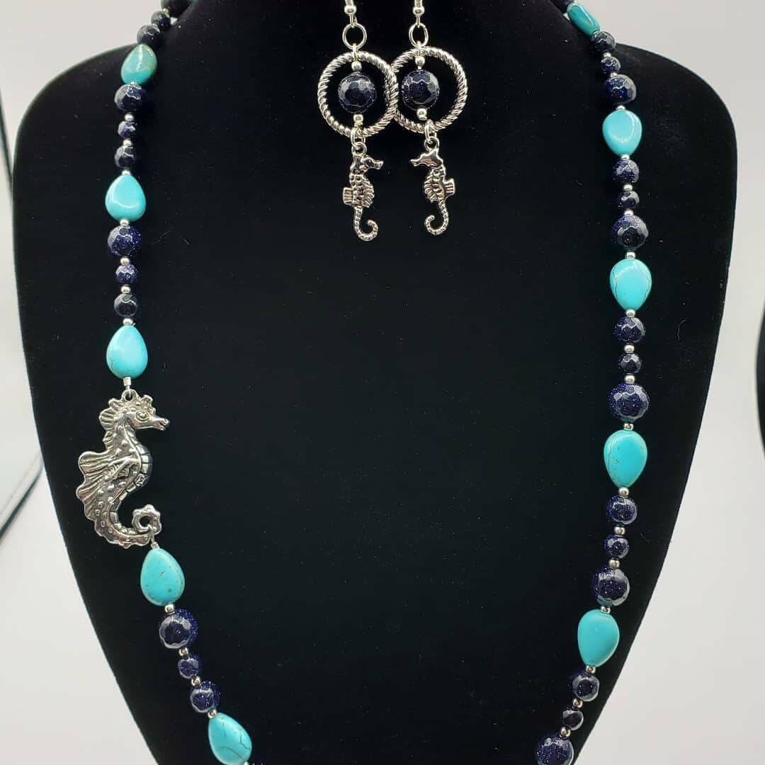 Seahorse Jewelry Set Beaded Set Dangle Earrings Beachy Jewelry | Etsy