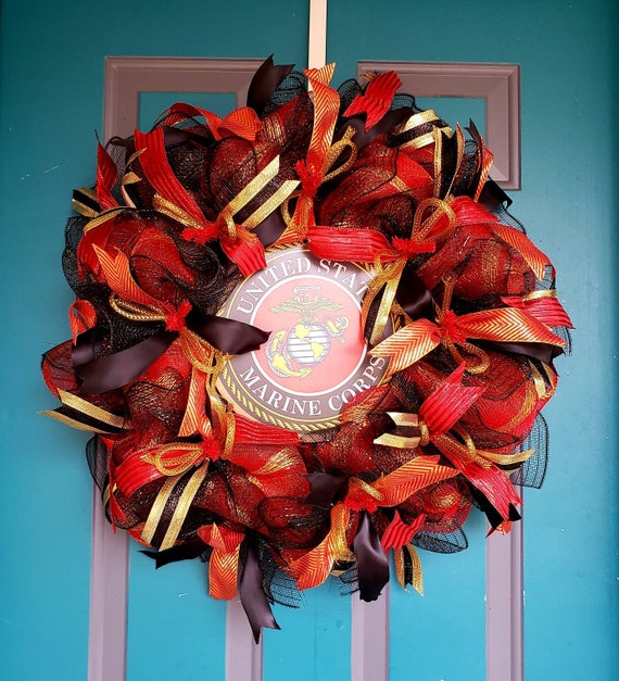 Usmc Wreath Marine Corps Wreath Military Wreath Usmc Deco Etsy