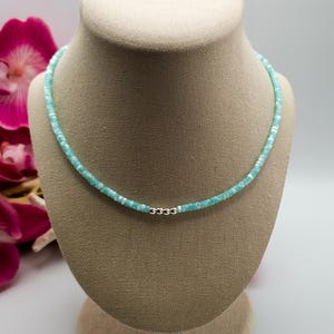 Turquoise Mother of Pearl Choker: Silver Accent Beaded Necklace