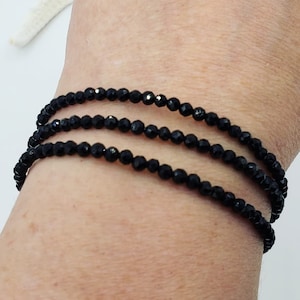 Elegant Black Spinel Three Strand Bracelet - Handcrafted Jewelry