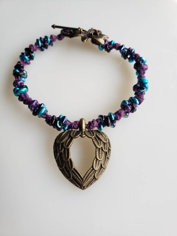 Angel Wing Necklace Sterling Silver with Czech Glass Bead Angel Wing Necklace Sterling Silver with Czech Glass Bead