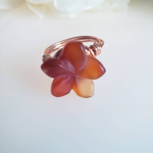 Carnelian Flower Ring Wire Wrapped Jewelry Boho Ring.