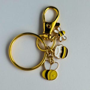 Honeybee Bag Charm or Keychain Gift for Bee Lover or Nature Lover Present.