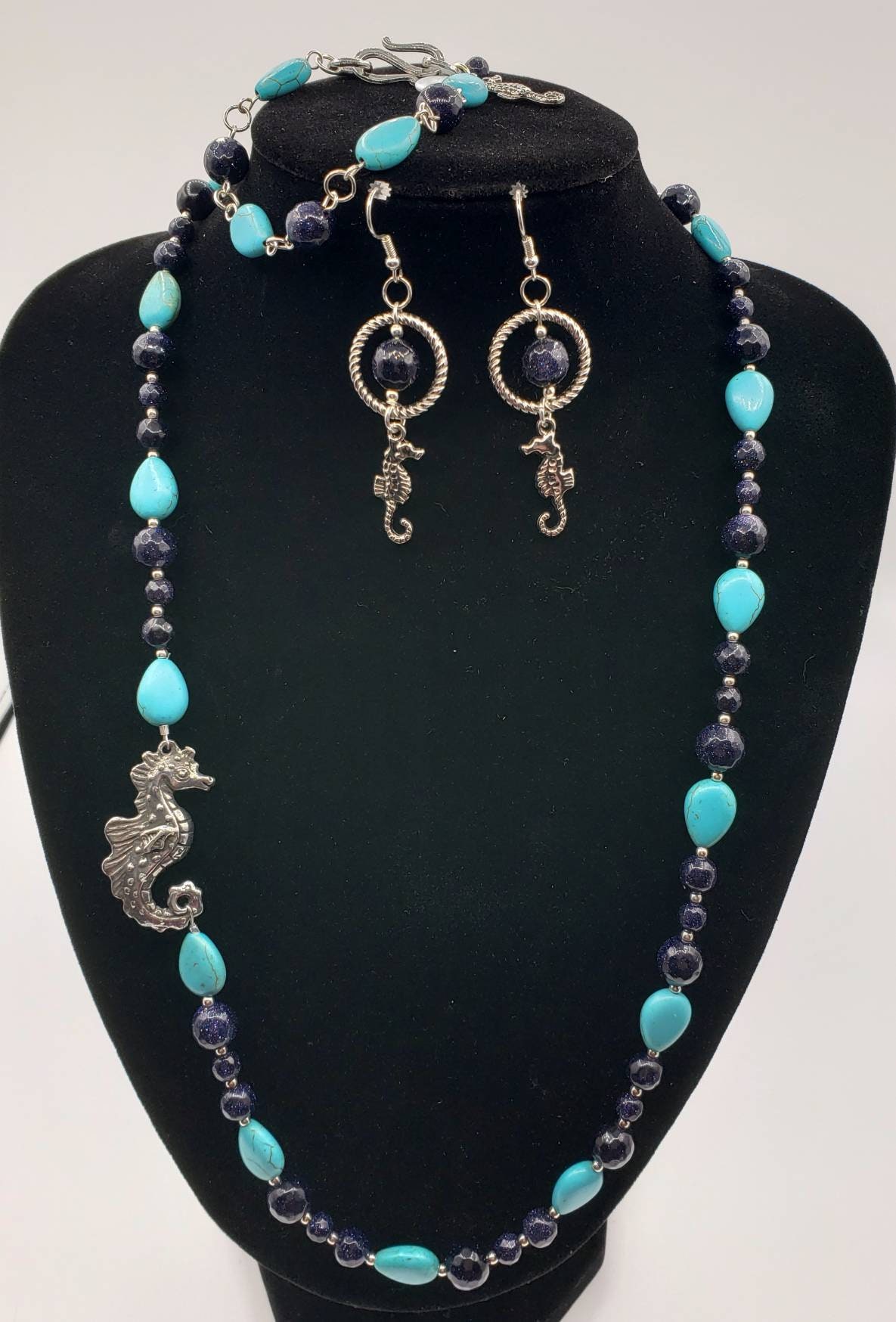 Seahorse Jewelry Set Beaded Set Dangle Earrings Beachy Jewelry | Etsy