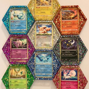 pokemon card resin coasters Custom Epoxy Wood I turn Pokémon cards into