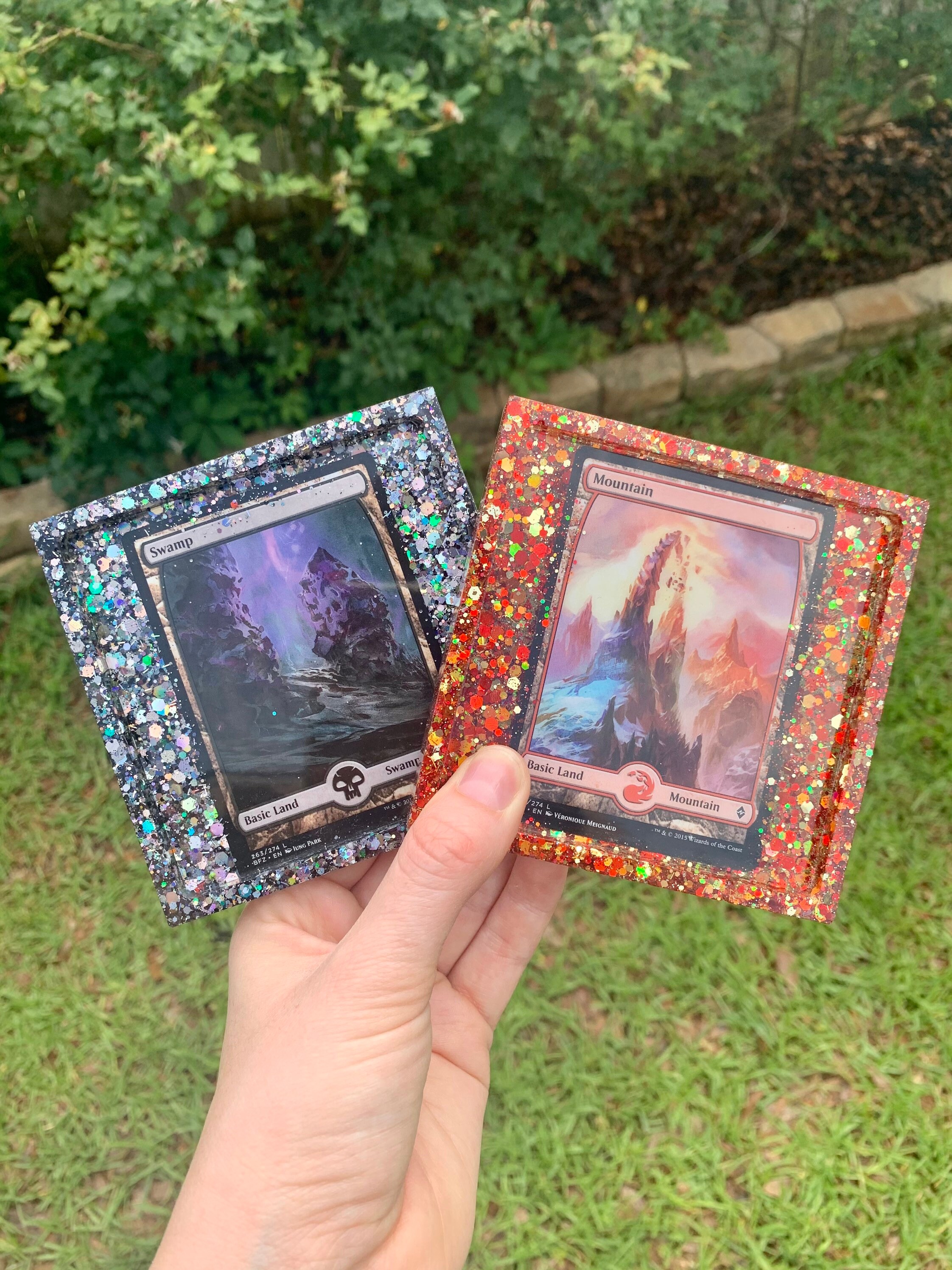 Custom Magic the Gathering Fullart Land Resin Coasters Etsy