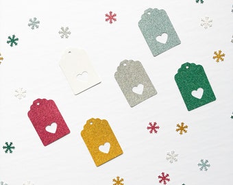 Glitter Gift Tags; Christmas Gift Wrapping; Tags with String; Holiday Gift Tag