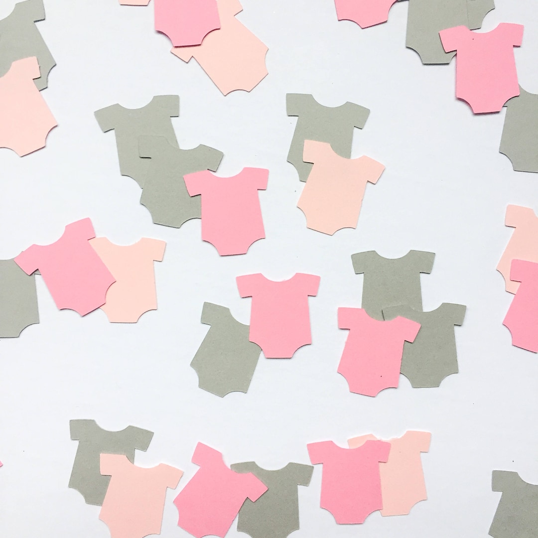 Pink & Grey Baby Onesie Confetti, Baby Shower Confetti Etsy