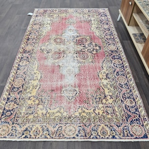 4x7 Turkish Rug, Vintage Rug 4x7, 4x7 Rug, 4x7 Oushak Rug, Turkey Rug 4x7, Farmhouse Decor, Boho Rug 4x7, Wool Rug 4x7, Oriental Rug,