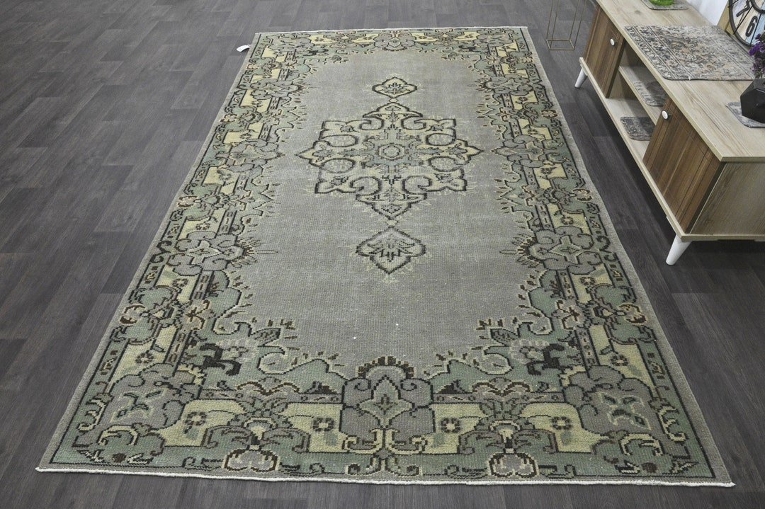 6x10 Rare Faded Green Rug, 6x10 Vintage Rug • Turkish Rug, Boho Decor ...