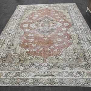 7x10 vintage rug,oversize rug,7x10 TURKISH VINTAGE RUG,Oushak Handmade Wool Rug,7x10 Rug,7x10 turkish rug,7x10,vintage rug,handmade rug9877