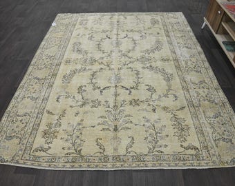 Turkish rug, Vintage rug, Handmade rug, Boho decor, Home decor rug, Antique rug, Wool rug, Oushak rug, Turkey rug 6.6 x 8.2 ft 11440