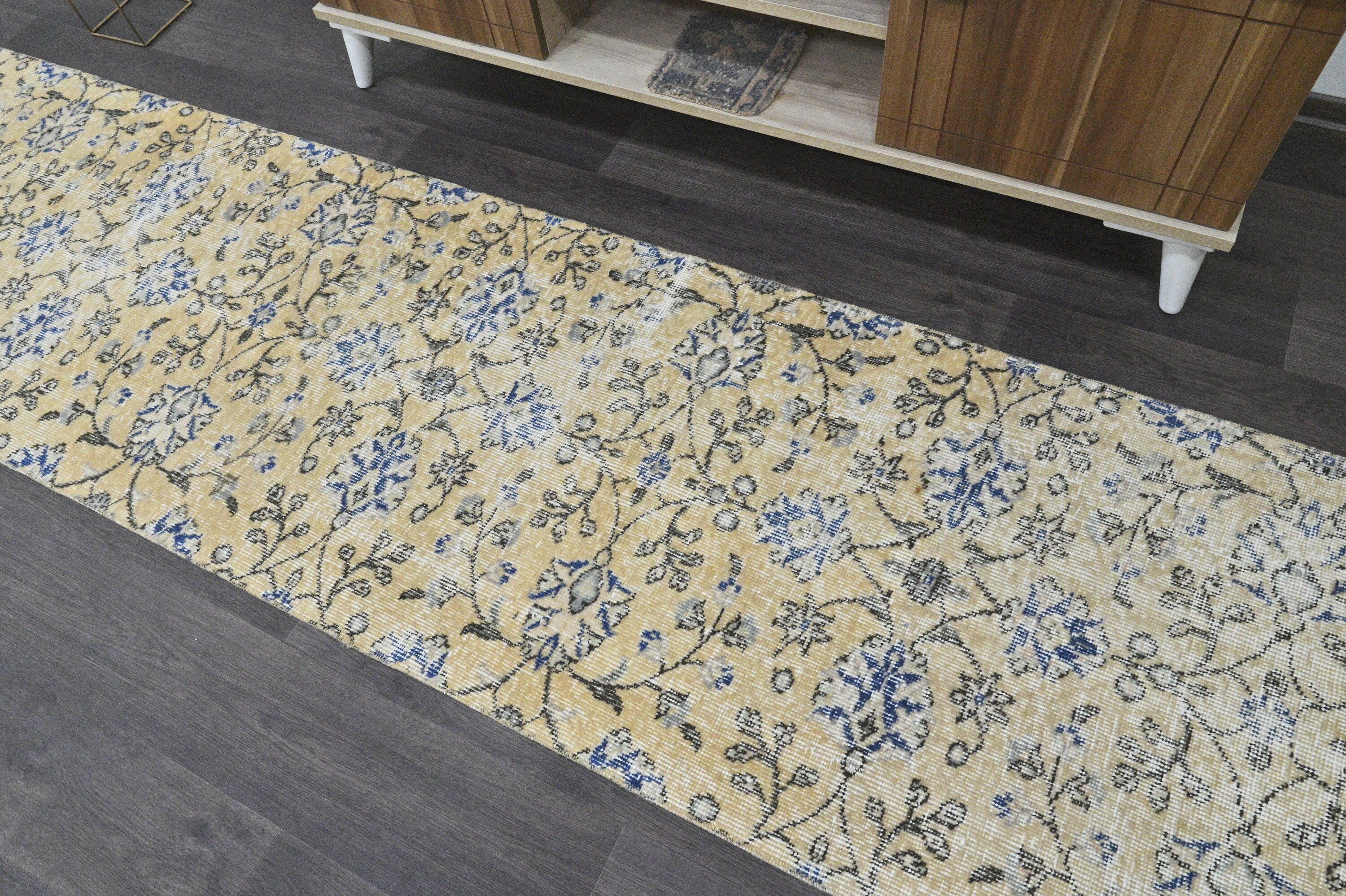 2x12 HALLWAY RUNNER RUG, Beige Rug, Vintage Turkish Rug, Handmade Rug ...