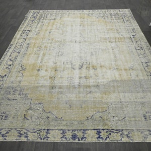 Faded Vintage Turkish Rug 8x10 Large ! Rugs for BEDROOM , LIVING ROOM , 10523 # 9.8 x 7.7 feet