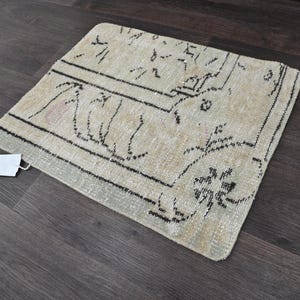 Turkish Square Handmade Vintage Rug, 1.7x2.0 Small Rug, Boho Home Rug, Oushak Rug, 2x2 Small Rug, Anatolian Rug, Antique Rug, Unique Rug