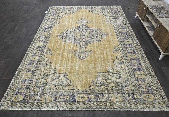 7'X10' Vintage Large Area Rug, Pastel Rug, Hand Knotted Turkish Area Rug, Rugs For Livingroom,8x10 Soft Wool Rug, Oversize Oushak Rug