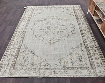 Türkischer Teppich, gedämpfter Teppich, 5,6 x 8,0 Fuß, Oushak-Teppich, antiker Teppich, großer Teppich, Vintage-Teppich, orientalischer Teppich, Wohnzimmerteppich, Salonteppich, 6324