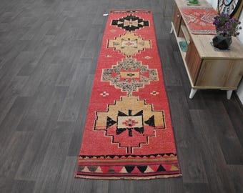 ALFOMBRA VINTAGE DE 2x10 Alfombra de 2x10 Alfombra de 2x10 Alfombra de lana hecha a mano, alfombra de lana, alfombra vintage, alfombra turca, alfombra vintage, alfombra de 2x10, 10130