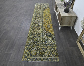turkish runner rug, runner rug, entryway rug, vintage rug, hallway rug, corridor rug, handmade rug, boho rug, corridor rug, 2.4 x 11.6 ft