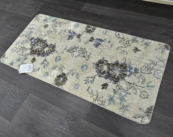 Pequeña alfombra vintage 1.5x3.0Pequeña alfombra turca, pequeña alfombra Oushak, pequeña alfombra hecha a mano, pequeña alfombra de decoración boho, alfombra de puerta, alfombra de baño turca