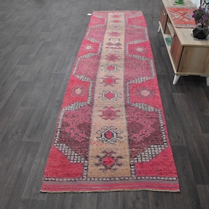 Turkish rug, Herki runner rug, Vintage rug, Bohemian rug, Hallway rug, 3 x 11.6 Ft Entryway rug, Boho rug, Handmade rug, Wool rug, 9917