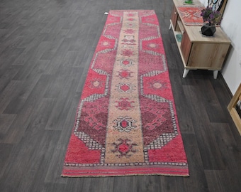 Alfombra turca, alfombra de corredor Herki, alfombra vintage, alfombra Boho, alfombra de pasillo, alfombra de entrada de 3 x 11,6 pies, alfombra Boho, alfombra hecha a mano, alfombra de lana, 9917