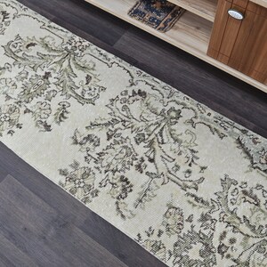 Beige Turkish Runner, 2x7 Vintage Rug, Distressed Oushak Rug, Runner for Kitchen, Oriental Runner Rug, Boho Decor Rug, Style Rug 1'8" x 7'3"