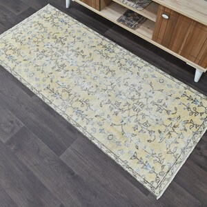 2.5x5.7 Ft Handmade Turkish rug runner, Vintage runner, Hallway Rug, 2x6 Oushak rug, Entryway rug, Kitchen rug, Oushak runner, Bedroom rug