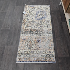 Kleiner türkischer Teppich, Vintage Badematte, Mini Oushak Teppich, türkische Fußmatte, Eingangsbereich Dekor, Outdoor Matte, kleiner Vintage Teppich 1.8x4.1 Boho Teppich