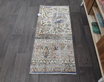 Alfombra turca pequeña, alfombra de baño vintage, mini alfombra Oushak, felpudo turco, decoración de entrada, alfombra de exterior, alfombra vintage pequeña de 4,5 x 10,5 cm, estilo bohemio.