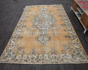 6x9 Turkish Rug,Vintage Rug,Handmade Wool Rug,Oushak Rug 6x9,Vintage Area Rug,6x9 Rug,Turkish Area Rug,Muted Rug 6x9,Anatolian Turkey,11876