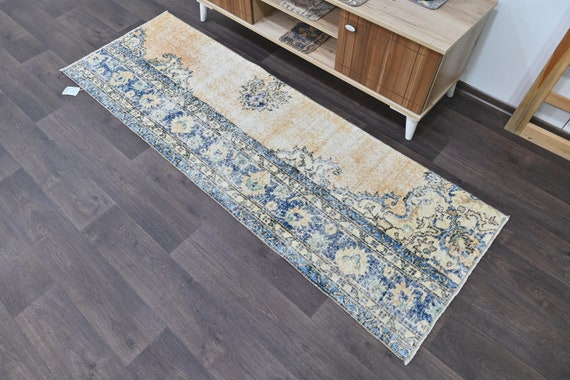 2x7 Turkish Runner, Vintage Area Rug, Beige Oushak Rug for Entry, Farmhouse Rug for Living Room, Bedroom Rug, Rustic Kitchen Rug 2'2" x 6'88