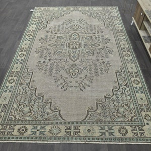6x10 Rug, Oushak Rug, Turkish Rug, 6x10 Neutral Rug, Gray Rug, Handmade Rug, Custom Rug, Turkish Oushak Rug, 6x10 Vintage Rug, Father&#39;s Day