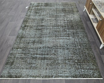Tappeto 5x8 TURKISH VINTAGE AREA, tappeto disattivato fatto a mano, 5x8, nero verde, tappeto 5.0x8.2, tappeto turco Farmhouse, tappeto vintage 5x8, tappeto Area 5x8