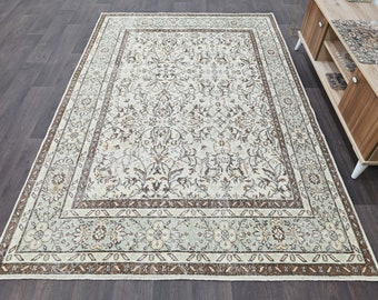 BROWN medallion EUROPEAN area rug 6x8 FRENCH carpet Actual 5' 3" x 7' 6" 