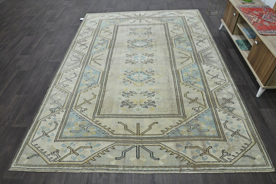 7x9 TURKISH VINTAGE RUG 7x9 Vintage Rug 7x9 Rug 7x9 Turkish Rug Oushak ...